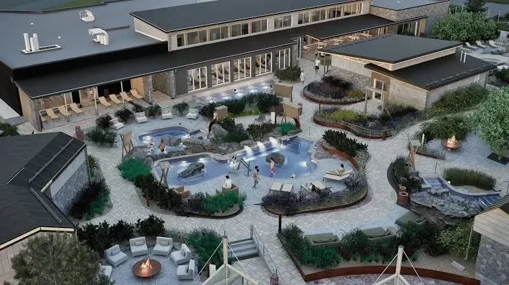 Resort grounds under open sky